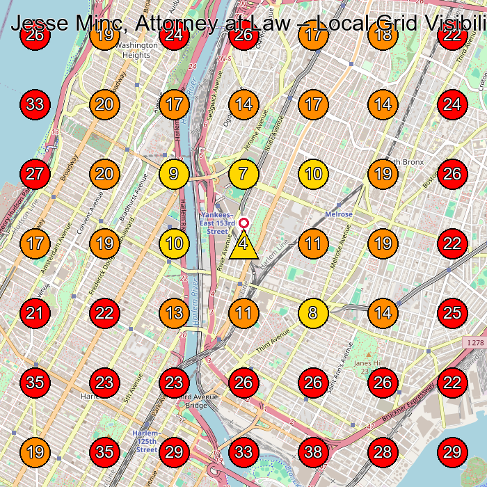 Jesse Minc, Attorney at Law GeoGrid visibility map for Commercial Refrigerator Supplier in Bronx